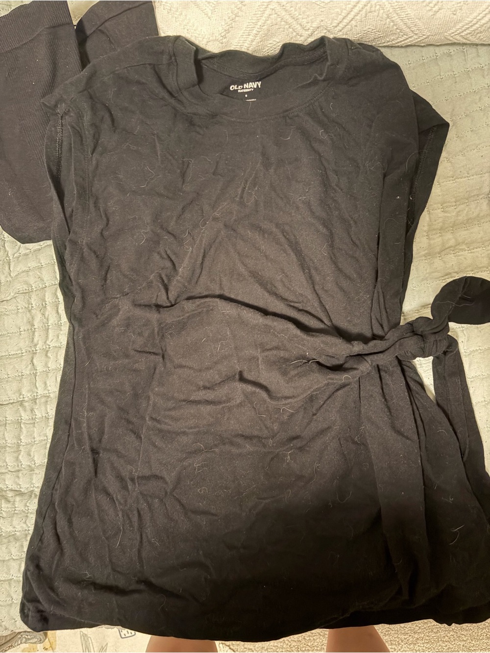 Old Navy Black Short-Sleeve Tie-Waist Women's Maternity Top